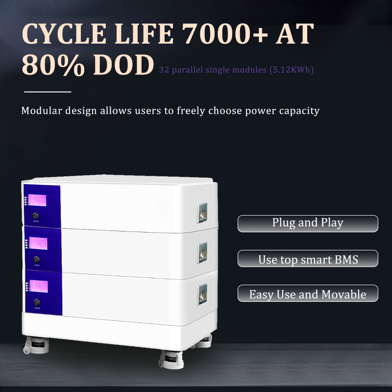 Wirentech 51.2V 100Ah LiFePO4 Battery Pack 5KWh 10KWh 15KWh Stacked Household Energy Storage Battery For Solar System